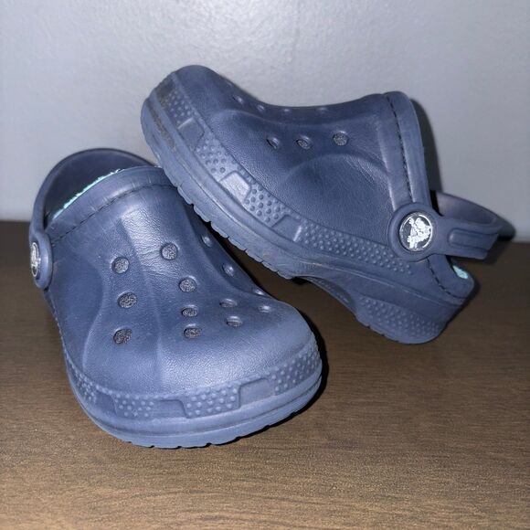 Crocs Lined Clogs Slip On Shoes Toddler Kids 6 C 7 Blue - Picture 1 of 10